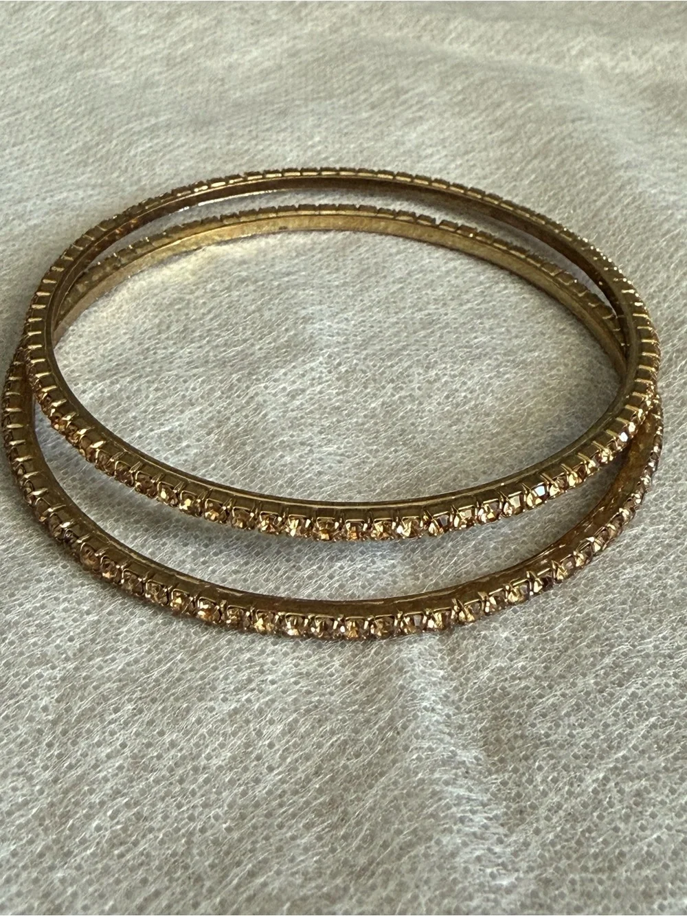 Gold Rhinestone Trim Bangle Bracelet Set - Women Jewelry